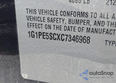 2012 Chevrolet Cruze Lt from USA, damaged, VIN 1G1PE5SCXC7346968